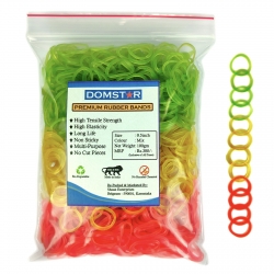 DOMSTAR Premium Fluorescent Nylon Rubber Band with Zipper Pouch(0.5inch,100gm,1400pcs) - Elastic Bands for Office, School and Home