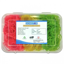 DOMSTAR Rubber Band in Transparent Plastic Box for Office and Home -(1.5inch, 120gm, 720pcs)