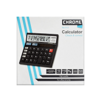 Chrome 12 digit Desktop Calculator 512 | Dual Power - Battery + Solar