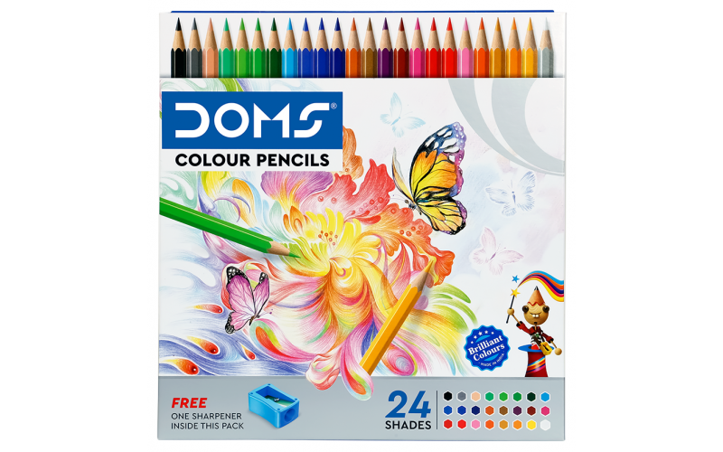 Doms Long Colour Pencils 24 Shades | Free Sharpener