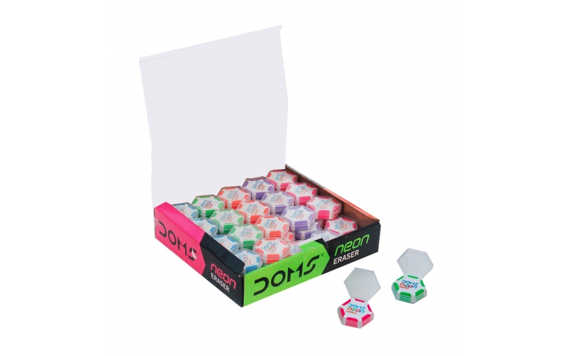 Doms Neon Hex Dust-Free Eraser with Plastic Case