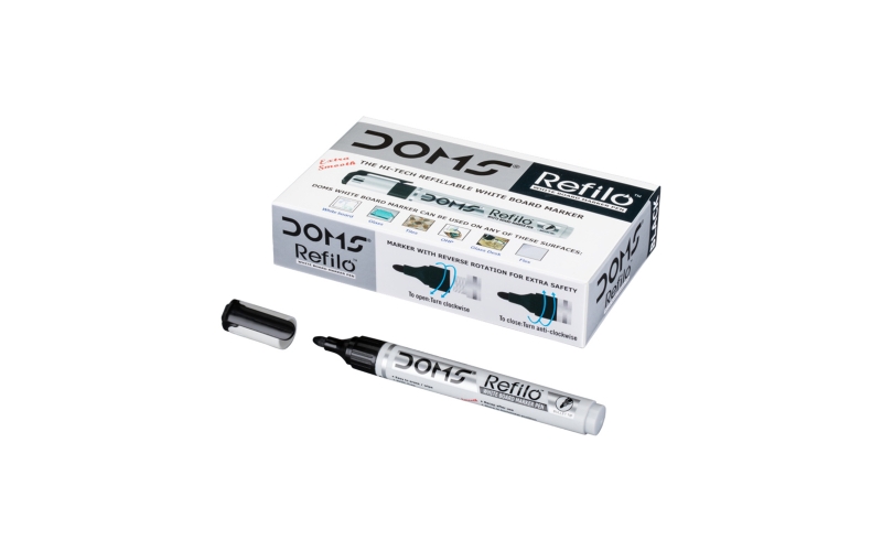 Doms White Board Marker Black | Refillable