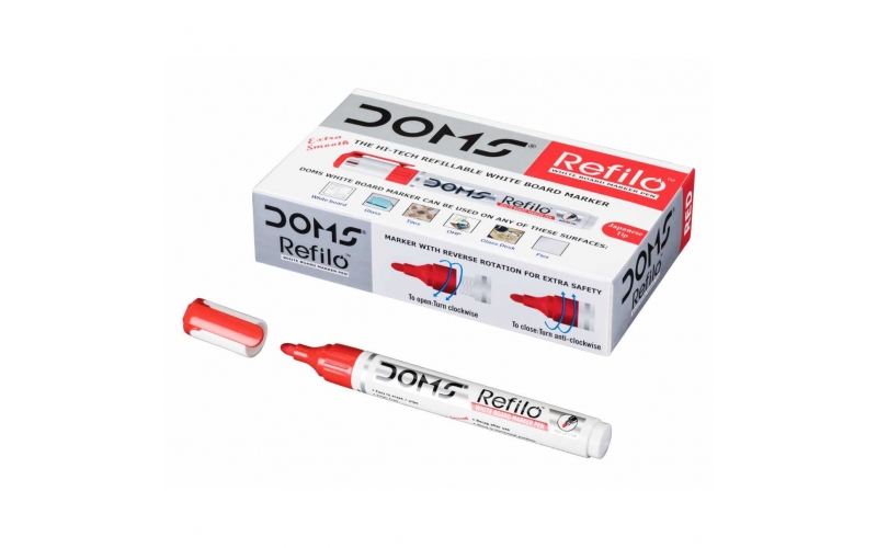 Doms White Board Marker Red | Refillable