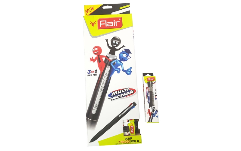 Flair Multi Action 3 in 1 Multi Colour Pen | Black, Blue, Red