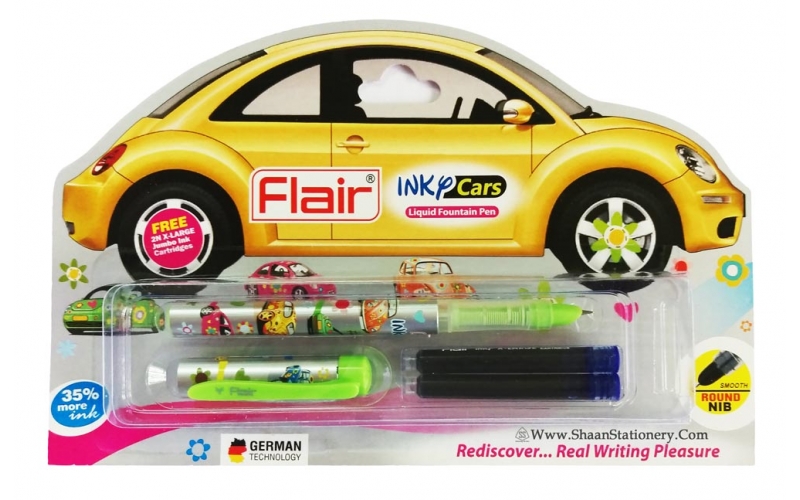 Flair Inky Cars Ink Pen | Fountain Cartridge Pen - Blue Ink