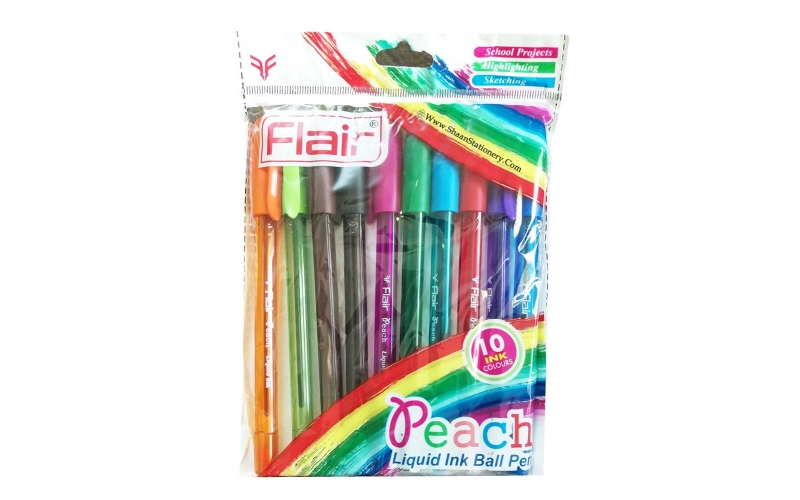 Flair Peach Liquid Ink Ball Pen (10 Colours)