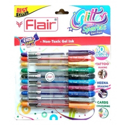 Flair Sparkle Glitter Shining Gel Pen (10 Colors)