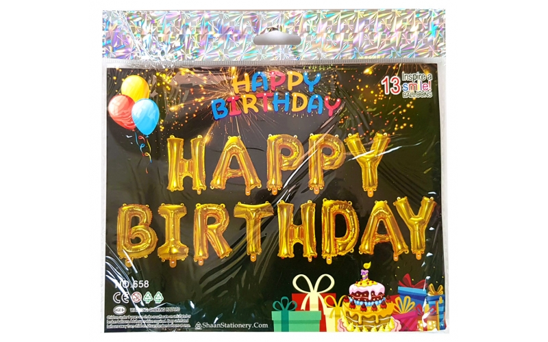 Golden Happy Birthday Balloon Letters