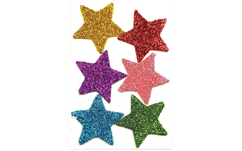 Star Shaped Glitter Sticker for Craft |Self-Adhesive, Multi-color, Foam