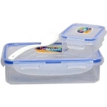 Lock & Seal Transparent Lunch Box with Small Container, Spoon cum Fork 550ml