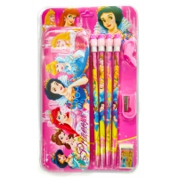 Princess Metal Pencil Box with Pencil Eraser, Sharpener and Pencil Grip | Gift Pack