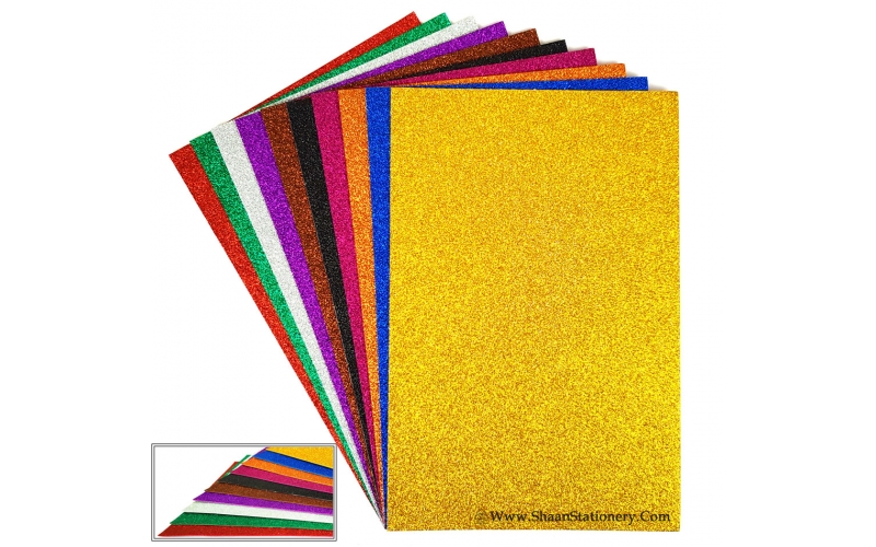 Multi Brands Glitter Foam Sheet (10 Assorted Colours) for Art & Craft| A4, Self Adhesive