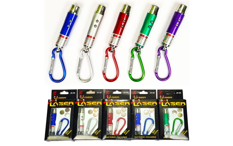 3-in-1 Laser Light Pointer, LED Torch &amp; UV Light with Key Chain